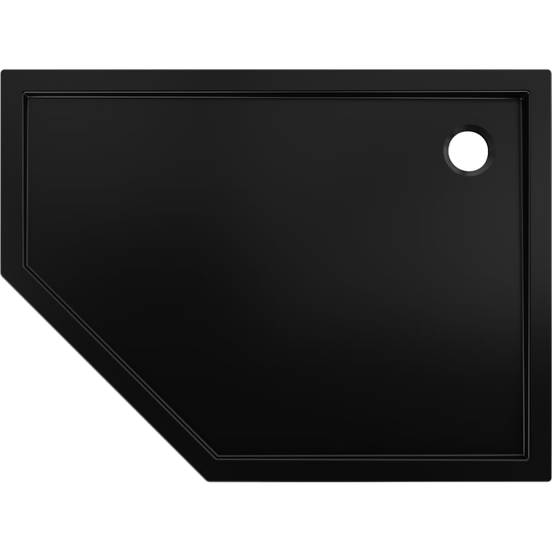 Mexen Flow receveur de douche pentagonal slim droit 90 x 80 cm, noir mat - 46P708090R