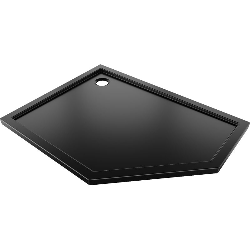 Mexen Flow receveur pentagonal slim gauche 100 x 80 cm, noir mat - 46P708010L