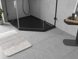 Mexen Flow receveur de douche pentagonal slim gauche 100 x 80 cm, noir mat - 46P708010L