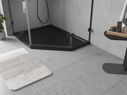 Mexen Flow receveur pentagonal slim gauche 100 x 80 cm, noir mat - 46P708010L