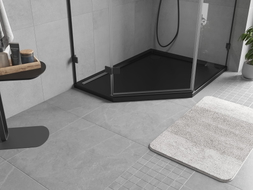 Mexen Flow receveur de douche pentagonal slim droit 100 x 80 cm, noir mat - 46P708010R