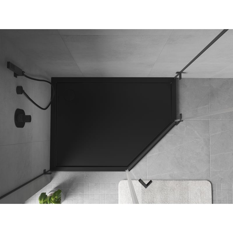 Mexen Flow receveur pentagonal slim gauche 100 x 90 cm, noir mat - 46P709010L