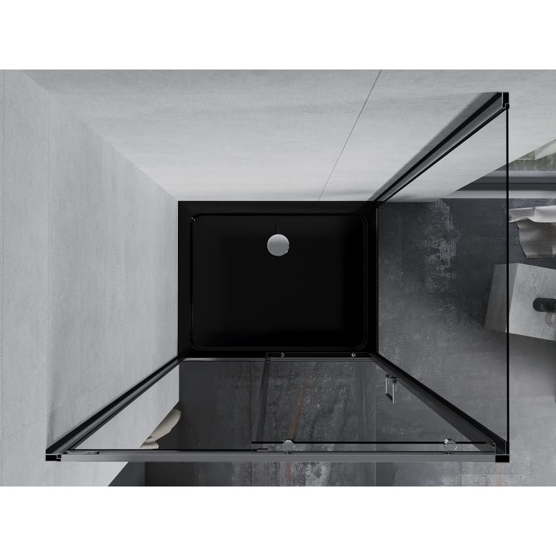 Mexen Apia cabine de douche coulissante 120 x 100 cm, transparent, chrome + receveur plat, noir - 840-120-100-01-00-4070