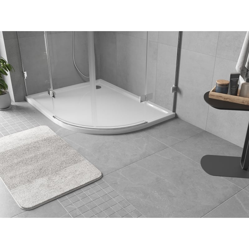 Mexen Flow receveur de douche demi-circulaire asymétrique slim gauche 90 x 80 cm, blanc brillant - 46Q108090L