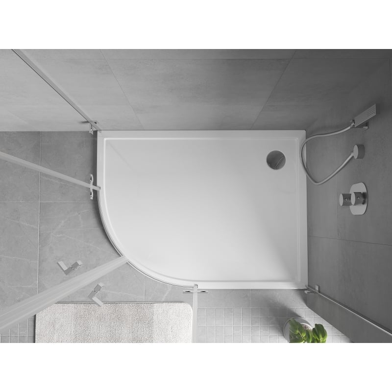 Mexen Flow receveur de douche semi-circulaire asymétrique slim droit 90 x 80 cm, blanc brillant - 46Q108090R