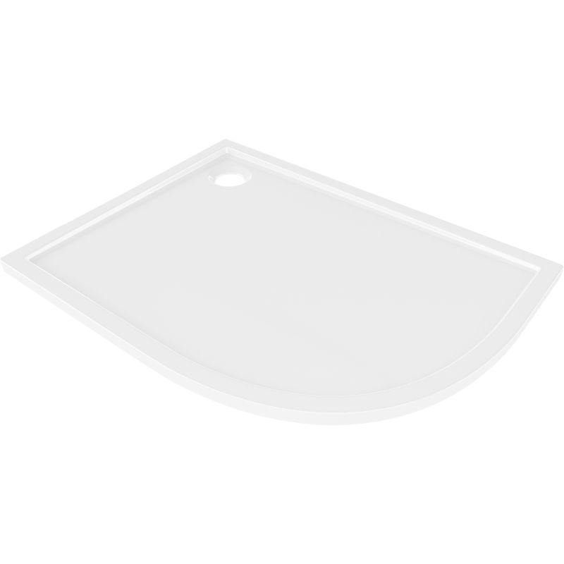 Mexen Flow receveur de douche demi-circulaire asymétrique slim gauche 100 x 80 cm, blanc brillant - 46Q108010L