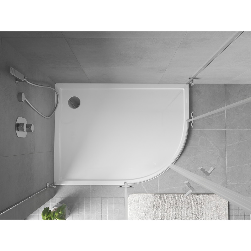 Mexen Flow receveur de douche asymétrique semi-circulaire mince gauche 100 x 80 cm, blanc brillant - 46Q108010L