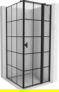 Mexen Mist T cabine de douche pivotante droite 90 x 90 cm, grille noire, noire - 8A4T-090-090-70-77-P