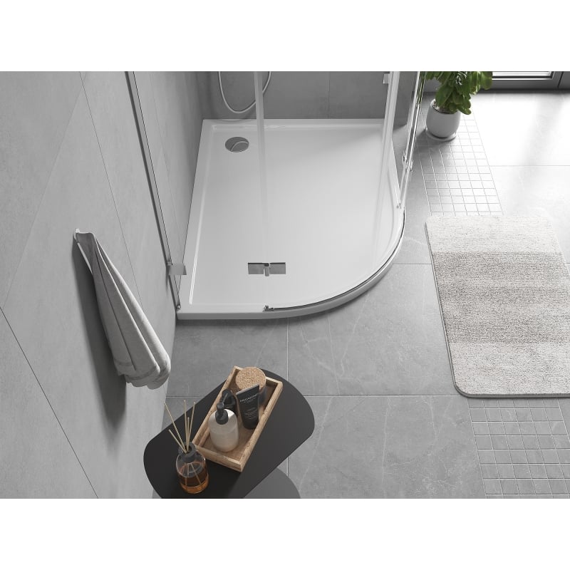 Mexen Flow receveur de douche semi-circulaire asymétrique slim droit 100 x 80 cm, blanc brillant - 46Q108010R
