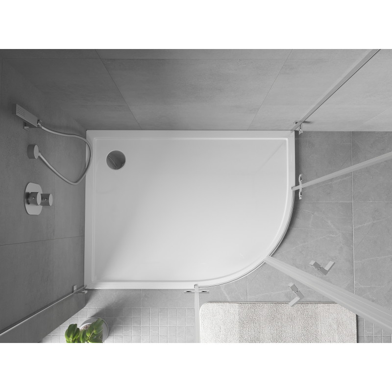 Mexen Flow receveur de douche semi-circulaire asymétrique slim gauche 100 x 90 cm, blanc brillant - 46Q109010L