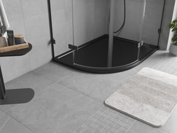 Mexen Flow receveur de douche demi-circulaire asymétrique slim droit 90 x 80 cm, noir mat - 46Q708090R