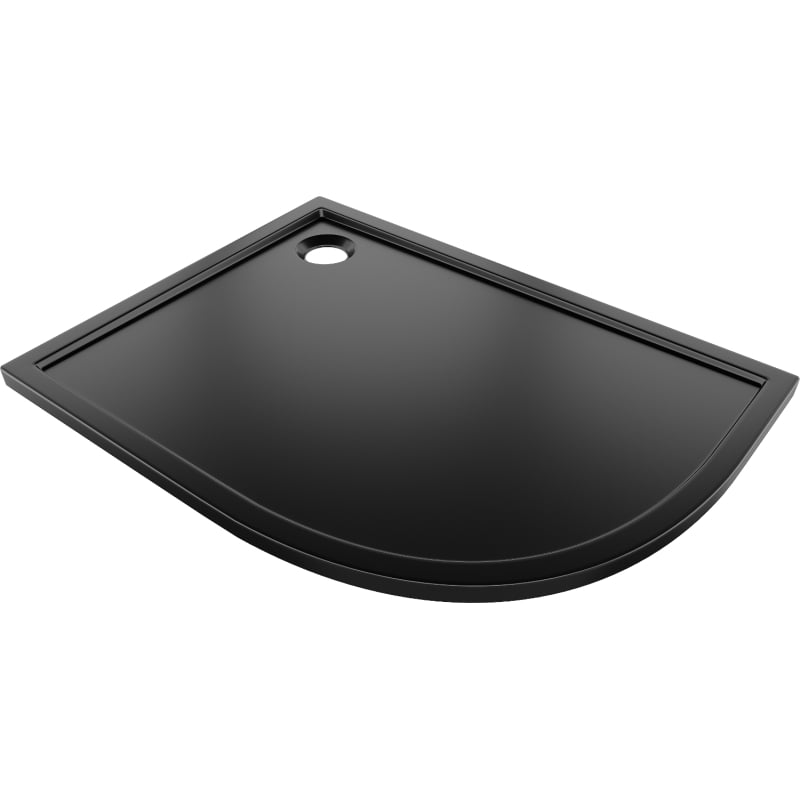 Mexen Flow receveur de douche asymétrique demi-circulaire slim gauche 100 x 80 cm, noir mat - 46Q708010L