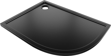 Mexen Flow receveur de douche asymétrique demi-circulaire slim gauche 100 x 80 cm, noir mat - 46Q708010L
