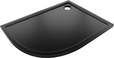 Mexen Flow bac de douche asymétrique slim demi-circulaire droit 100 x 80 cm, noir mat - 46Q708010R
