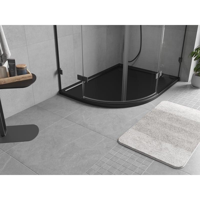 Mexen Flow bac de douche asymétrique slim demi-circulaire droit 100 x 80 cm, noir mat - 46Q708010R