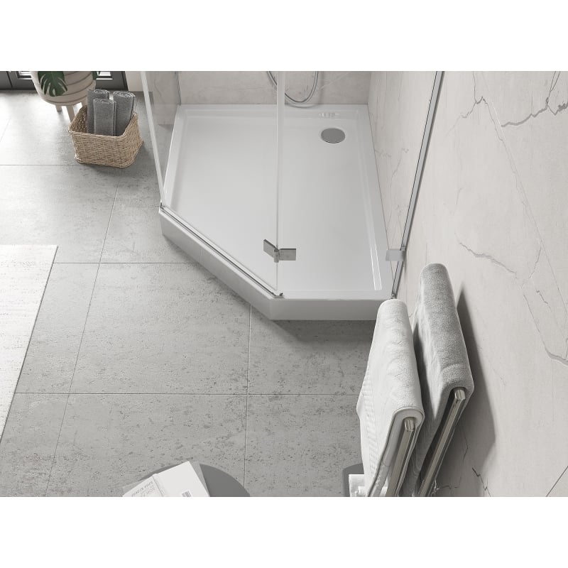 Mexen Flow+ receveur de douche pentagonal gauche 90 x 80 cm, blanc brillant - 46P108090LH