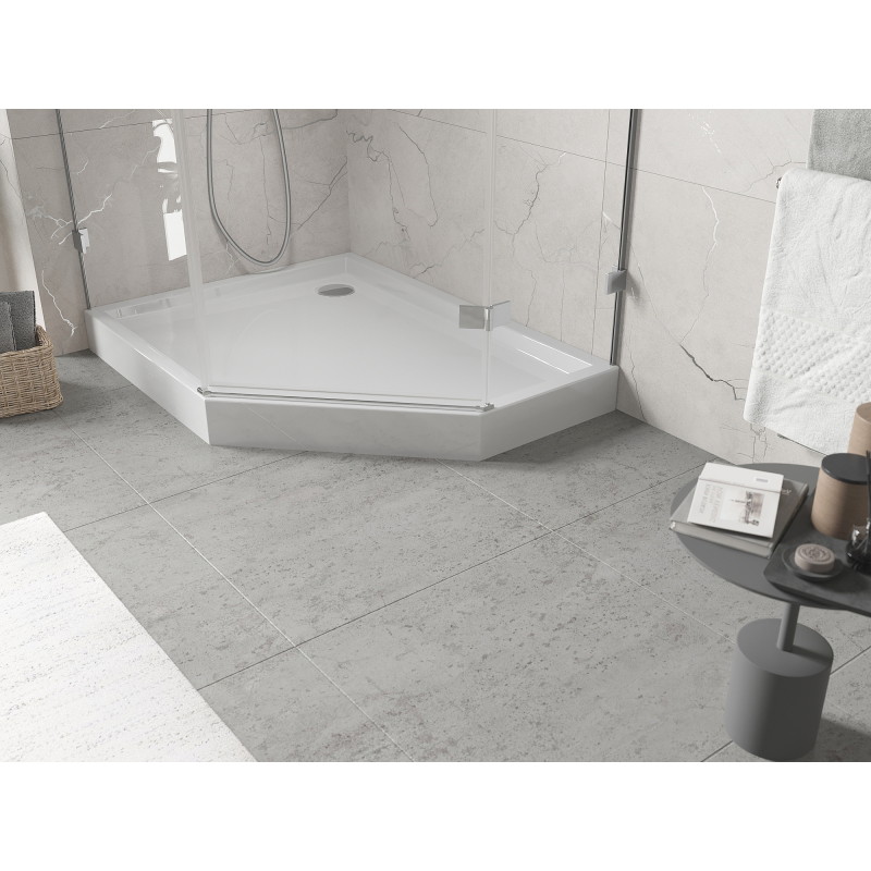 Mexen Flow+ receveur de douche pentagonal gauche 90 x 80 cm, blanc brillant - 46P108090LH