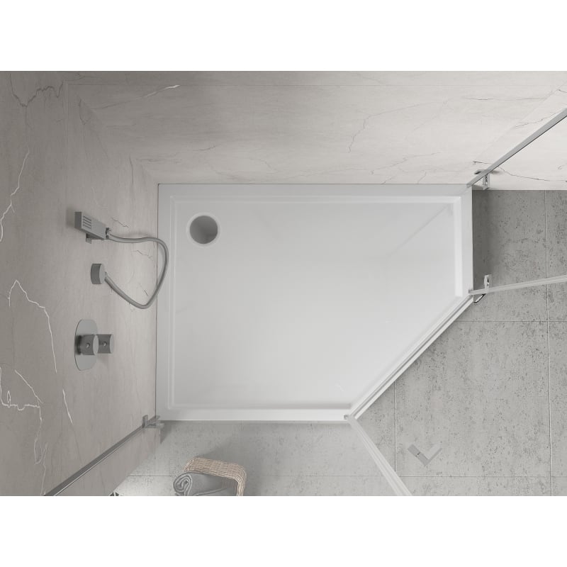 Mexen Flow+ receveur de douche pentagonal gauche 90 x 80 cm, blanc brillant - 46P108090LH