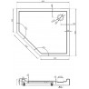 Mexen Flow+ receveur de douche pentagonal droit 90 x 80 cm, blanc brillant - 46P108090RH