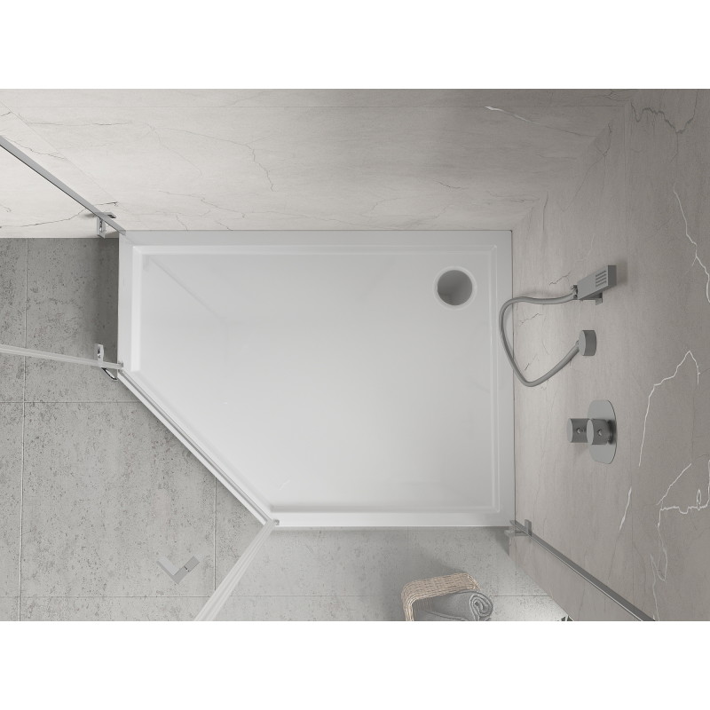 Mexen Flow+ receveur de douche pentagonal droit 100 x 80 cm, blanc brillant - 46P108010RH