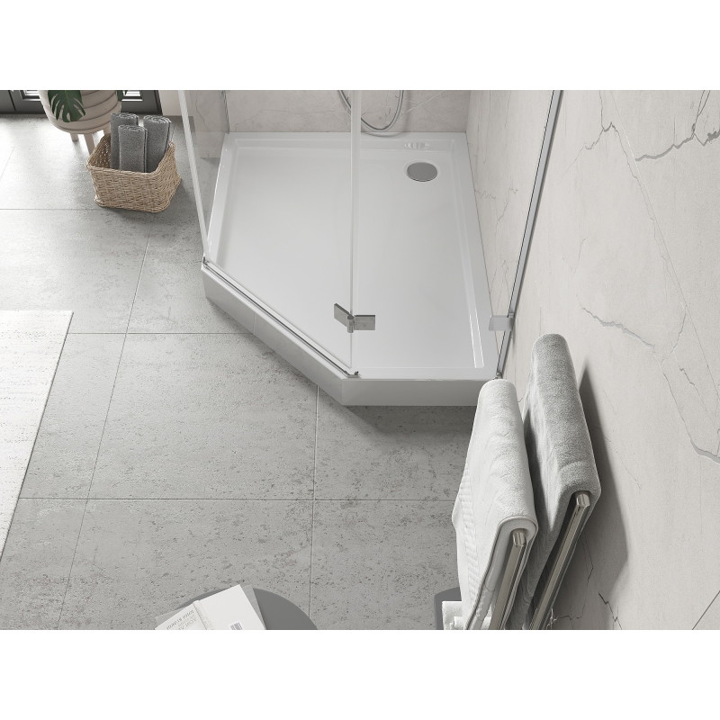 Mexen Flow+ receveur de douche pentagonal gauche 100 x 90 cm, blanc brillant - 46P109010LH