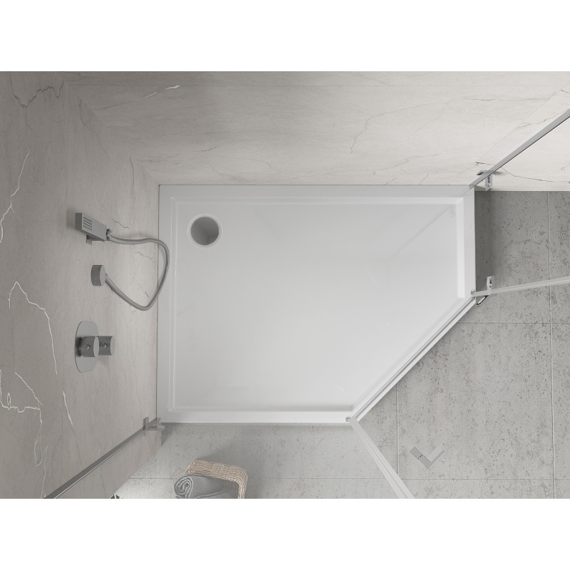 Mexen Flow+ receveur de douche pentagonal gauche 100 x 90 cm, blanc brillant - 46P109010LH