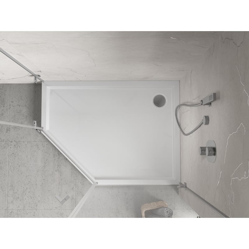 Mexen Flow+ receveur de douche pentagonal droit 100 x 90 cm, blanc brillant - 46P109010RH