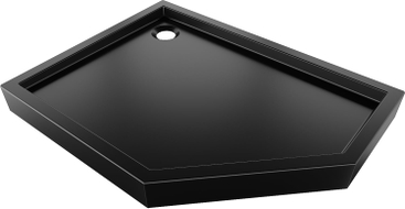 Mexen Flow+ receveur de douche pentagonal gauche 90 x 80 cm, noir mat - 46P708090LH