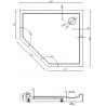 Mexen Flow+ receveur de douche pentagonal droit 90 x 80 cm, noir mat - 46P708090RH