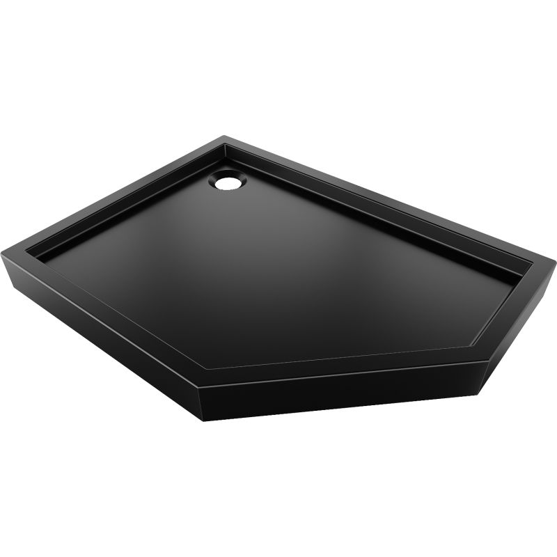 Mexen Flow+ receveur de douche pentagonal gauche 80 x 100 cm, noir mat - 46P708010LH