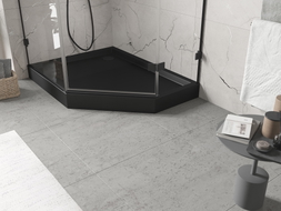 Mexen Flow+ receveur pentagonal gauche 80 x 100 cm, noir mat - 46P708010LH