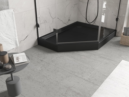 Mexen Flow+ receveur pentagonal droit 100 x 80 cm, noir mat - 46P708010RH
