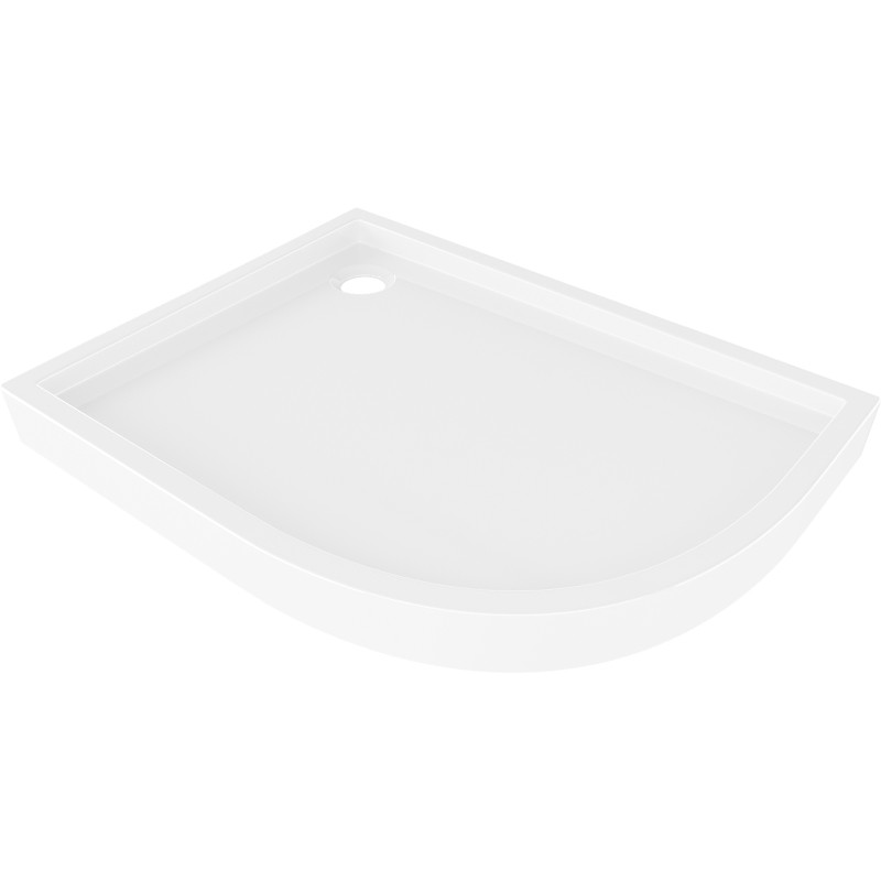Mexen Flow+ receveur de douche quart de cercle asymétrique gauche 90 x 80 cm, blanc brillant - 46Q108090LH