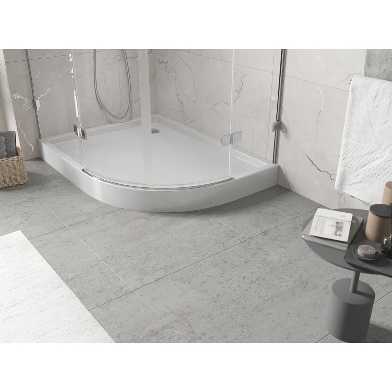Mexen Flow+ receveur de douche asymétrique demi-circulaire gauche 90 x 80 cm, blanc brillant - 46Q108090LH
