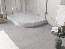 Mexen Flow+ receveur de douche asymétrique demi-circulaire gauche 90 x 80 cm, blanc brillant - 46Q108090LH