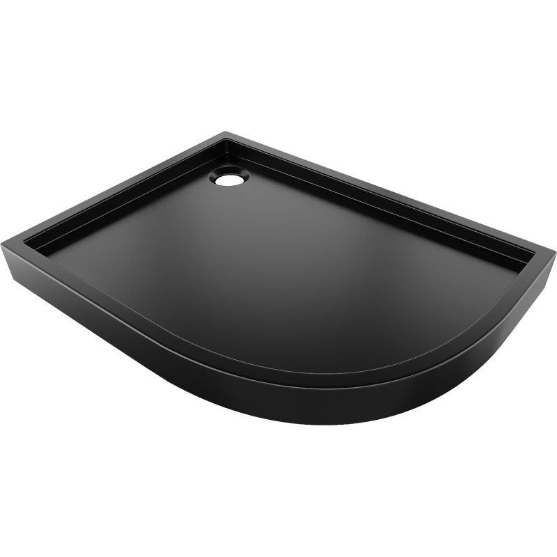 Mexen Flow+ receveur de douche demi-circulaire asymétrique gauche 90 x 80 cm, noir mat - 46Q708090LH