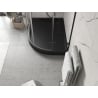 Mexen Flow+ receveur de douche demi-circulaire asymétrique gauche 90 x 80 cm, noir mat - 46Q708090LH