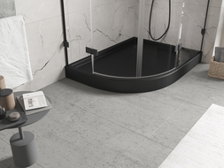 Bac à douche Mexen Flow+ semi-circulaire asymétrique droit 90 x 80 cm, noir mat - 46Q708090RH