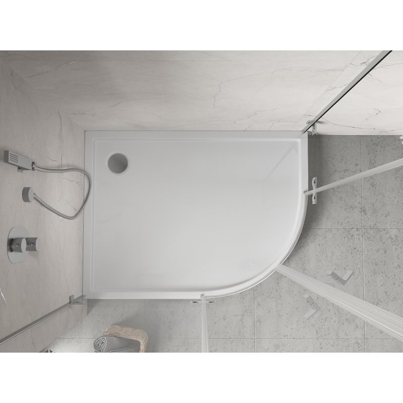 Mexen Flow+ receveur de douche semi-circulaire asymétrique gauche 100 x 80 cm, blanc brillant - 46Q108010LH