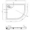 Mexen Flow+ receveur de douche asymétrique en quart de cercle gauche 100 x 80 cm, noir mat - 46Q708010LH