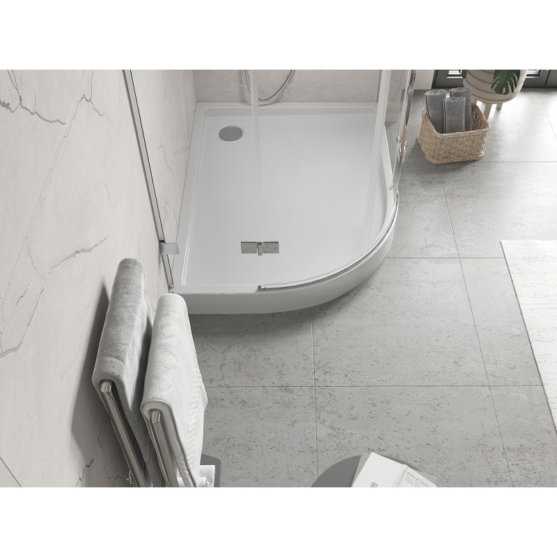 Mexen Flow+ receveur de douche asymétrique demi-cercle droit 100 x 80 cm, blanc brillant - 46Q108010RH