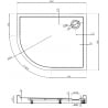 Mexen Flow+ receveur de douche quart de cercle asymétrique droit 100 x 80 cm, noir mat - 46Q708010RH