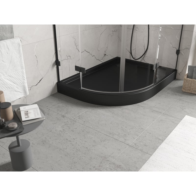 Mexen Flow+ receveur de douche semi-circulaire asymétrique droit 100 x 80 cm, noir mat - 46Q708010RH