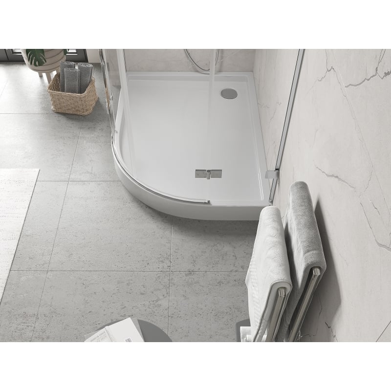 Mexen Flow+ receveur de douche demi-circulaire asymétrique gauche 100 x 90 cm, blanc brillant - 46Q109010LH