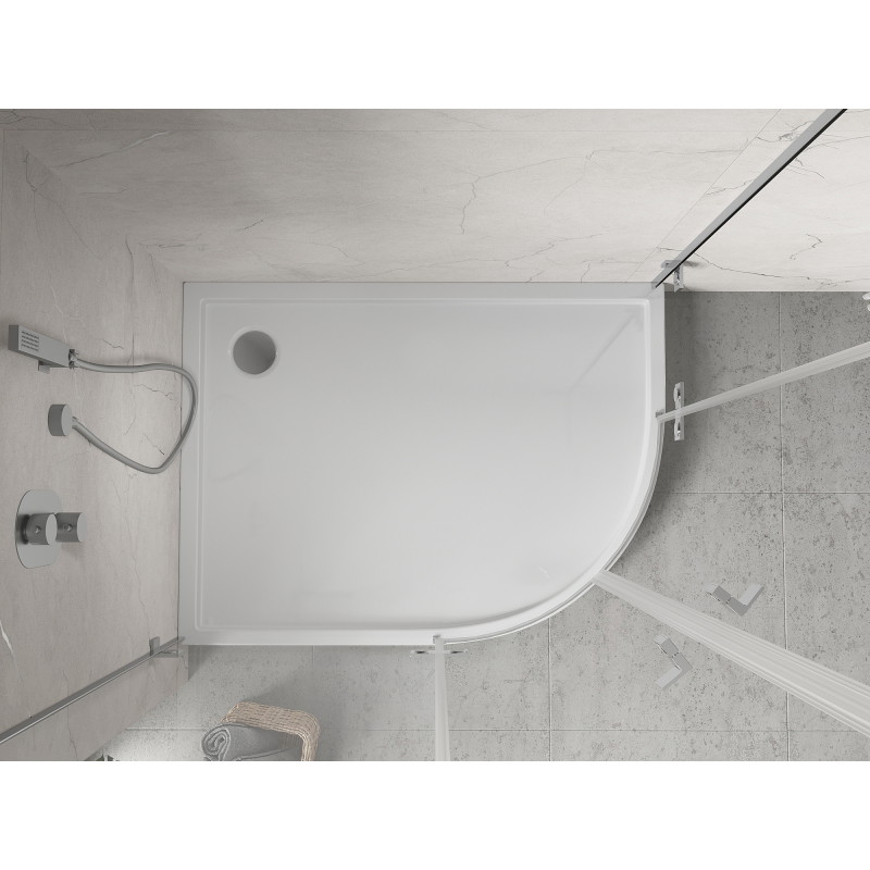 Mexen Flow+ receveur de douche demi-circulaire asymétrique gauche 100 x 90 cm, blanc brillant - 46Q109010LH
