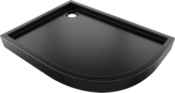 Mexen Flow+ receveur de douche demi-circulaire asymétrique gauche 100 x 90 cm, noir mat - 46Q709010LH