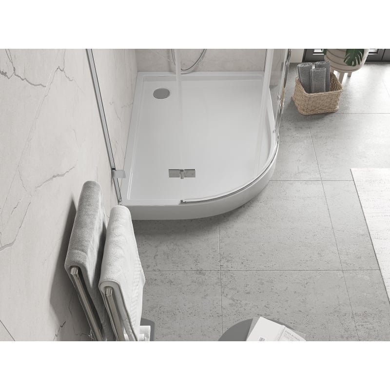 Mexen Flow+ receveur de douche semi-circulaire asymétrique droit 100 x 90 cm, blanc brillant - 46Q109010RH