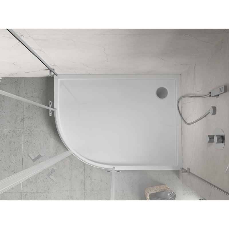 Mexen Flow+ receveur de douche semi-circulaire asymétrique droit 100 x 90 cm, blanc brillant - 46Q109010RH