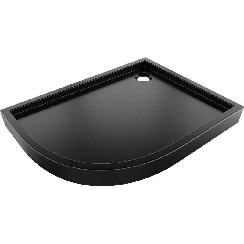 Mexen Flow+ receveur de douche quart de cercle asymétrique droit 100 x 90 cm, noir mat - 46Q709010RH