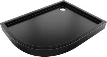 Mexen Flow+ receveur de douche quart de cercle asymétrique droit 100 x 90 cm, noir mat - 46Q709010RH